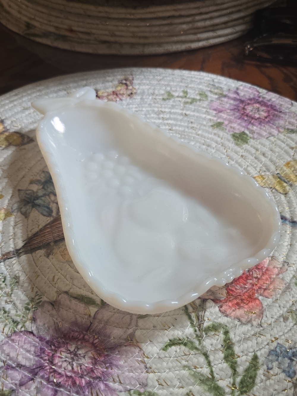 Vintage Hazel Atlas White Milkglass Pear Shaped Dish